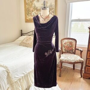 purple velvet midi dress  90s newport news velvet fairy dress size small